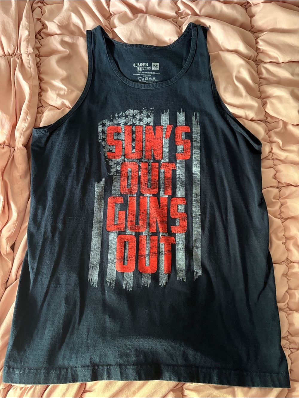 Sun’s Out Guns Out USA American Flag Graphic Tank